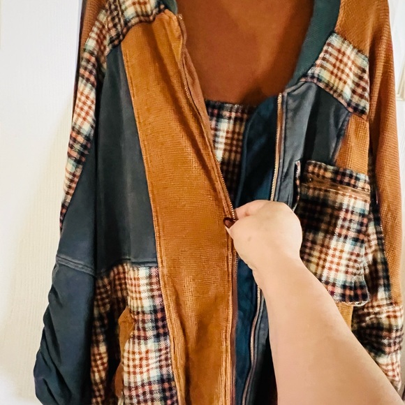 Olí & Hali XL BNWOT Plaid Patchwork Jacket with Green   and Orange Accents - Picture 6 of 13